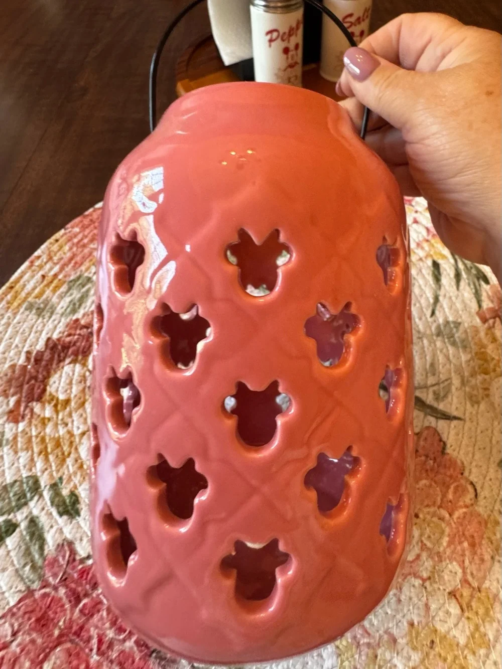 Disney Minnie Mouse Pink Ceramic Lantern with Handle - Home Accents